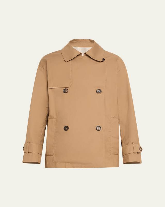 Zeno Double-Breasted Short Trench Coat